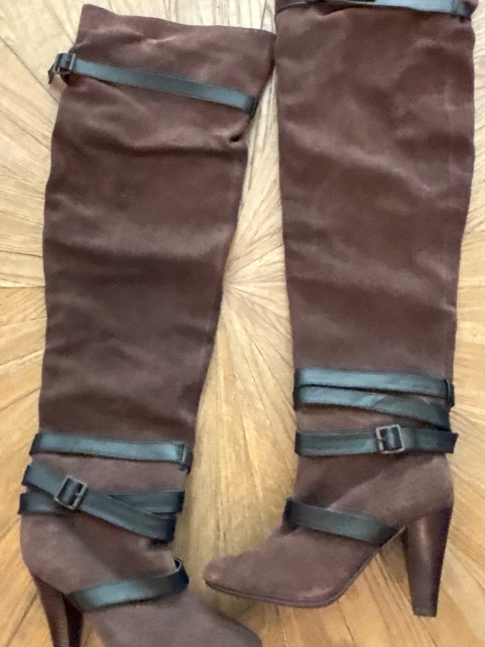 Colin Stuart Brown Suede Over-the-Knee Heeled Boots
